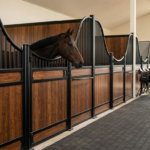 Luxury horse stalls with strand woven bamboo panels